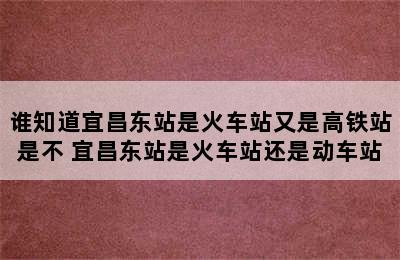 谁知道宜昌东站是火车站又是高铁站是不 宜昌东站是火车站还是动车站